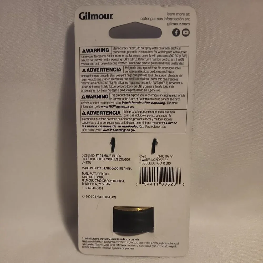Gilmour Heavy Duty Rubber Grip Durable, Rust-Resistant Brass Hose Nossel